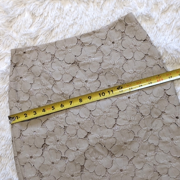 Ann Taylor Beige Floral Lace Pencil Skirt Size 4 Petite - Picture 9 of 10